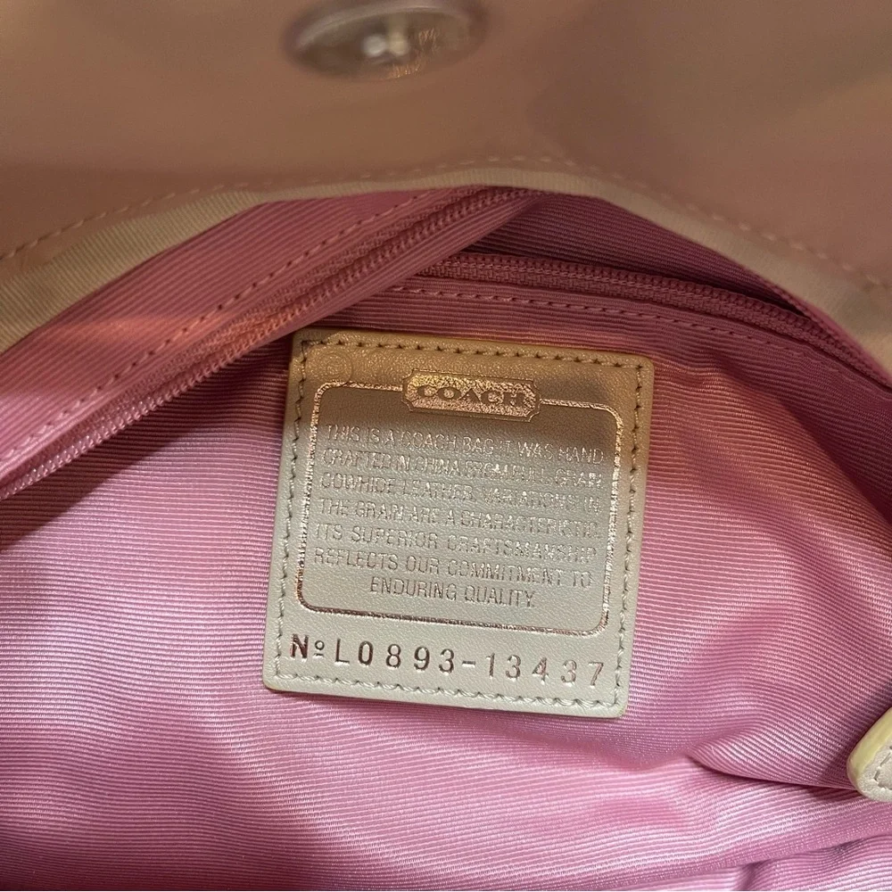 Vintage Coach Parker Cream Tan Beige Leather Kisslock Chunky Straps Hobo Purse - Picture 12 of 13